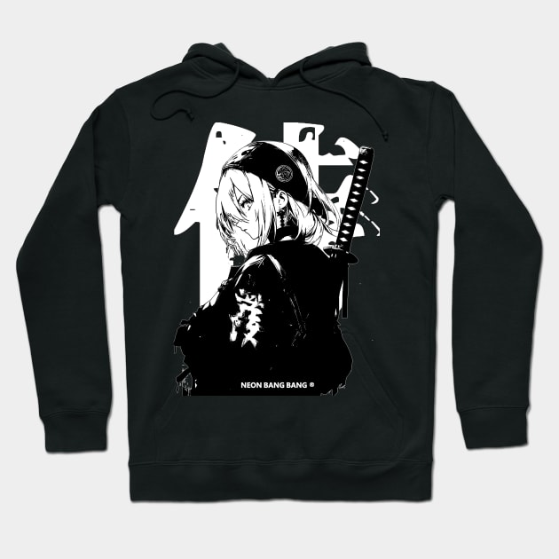 Cyberpunk Ninja Girl Samurai Warrior Anime Streetwear Hoodie by Neon Bang Bang